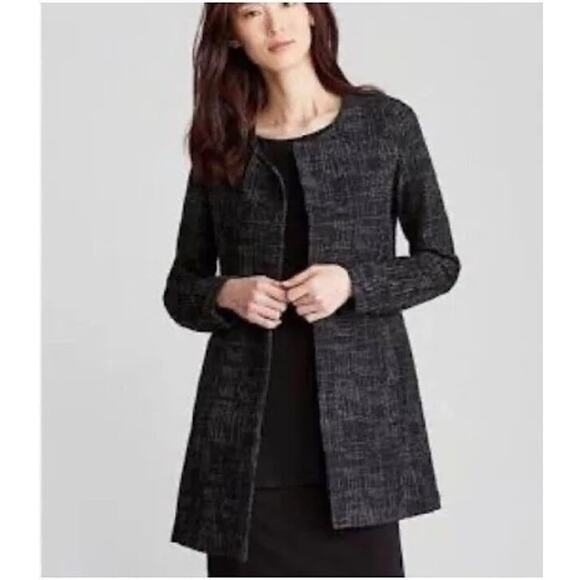 Eileen Fisher Jackets & Blazers - Eileen Fisher Round Neck Jacket in Gray Crosshatch Textured Cardigan XS